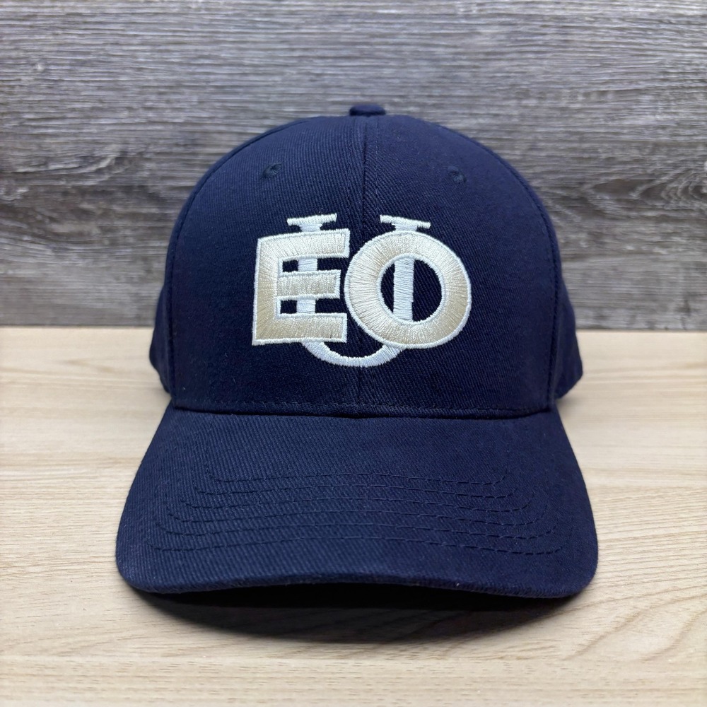 EO Logo Hat Cap Strap Back Navy Blue Embroidered Mens Golf Baseball Casual